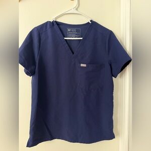 Figs Deep Blue V-Neck Scrub Top